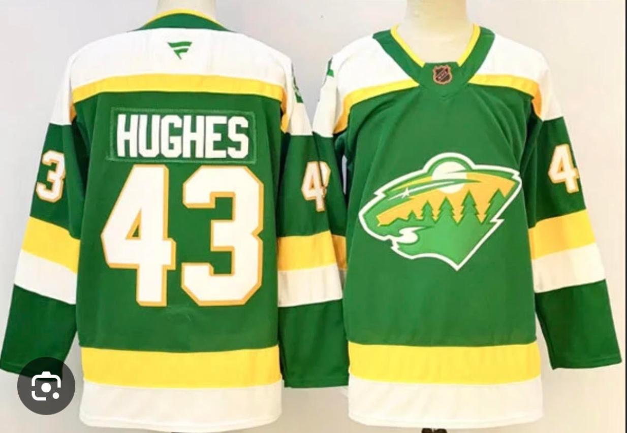 Men Minnesota Wild #43 Hughes Green 2026 Adidias NHL Jersey